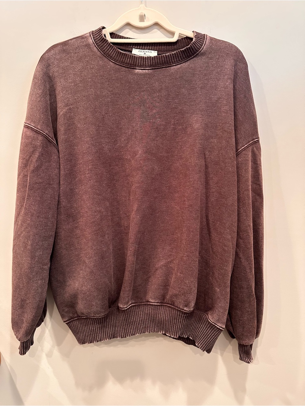 Zenana Outfitters Acid Washed Crewneck Sweatshirt Soft Cozy Fall Sz M - Picture 2 of 11